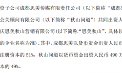 思美传媒全资子公司拟投资510万设立重庆思美秋山营销有限公司 持股51%