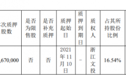 浙文影业股东钱文龙质押1967万股 用于质押