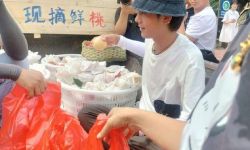 网友偶遇王冰冰丁真在街头卖桃，爱心助农